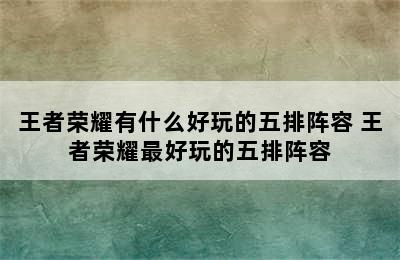 王者荣耀有什么好玩的五排阵容 王者荣耀最好玩的五排阵容